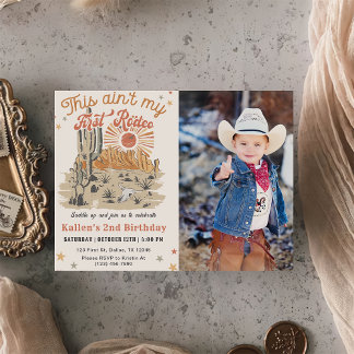 Invitation Photo d'anniversaire du deuxième cowboy occidental