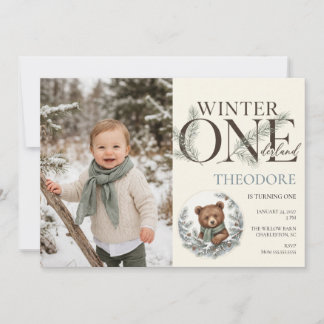 Invitation Photo d'anniversaire du premier ours de l'hiver ON