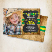 Invitation Photo d'anniversaire du tracteur vert rustique