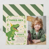 Invitation Photo d'anniversaire d'un garçon de trois ans avec (Devant / Derrière)