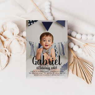 Invitation Photo d'anniversaire d'un garçon pour son premier 