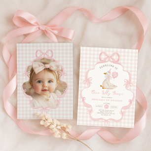 Invitation Photo d'anniversaire d'une fille avec un ruban ros