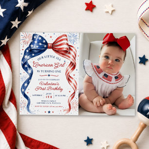 Invitation Photo d'anniversaire d'une fille tout américaine r