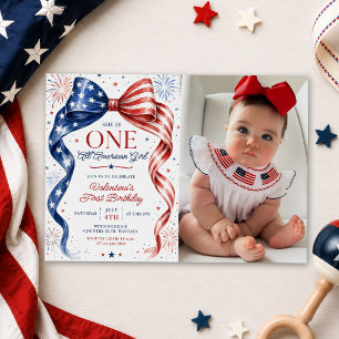 Invitation Photo d'anniversaire d'une fille tout américaine r
