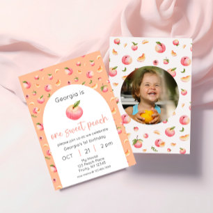 Invitation Photo d'anniversaire d'une pêche douce
