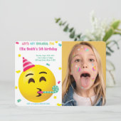 Invitation photo d'anniversaire Emoji (Debout devant)