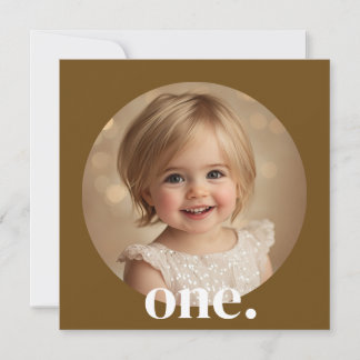 Invitation photo d'anniversaire en Brown et blanc