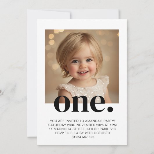 Invitation photo d'anniversaire en Brown et blanc (Devant)