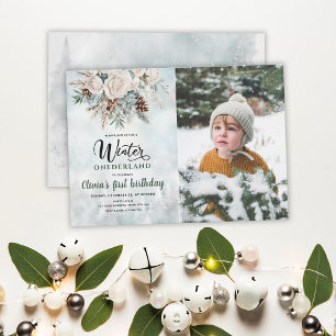 Invitation Photo d'anniversaire Evergreen Winter Onederland