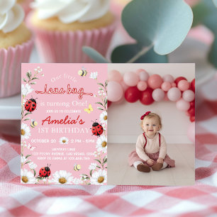 Invitation photo d'anniversaire florale Little Lov