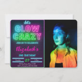 Invitation photo d'anniversaire Glow (Devant)