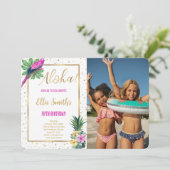 Invitation photo d'anniversaire hawaïen (Debout devant)