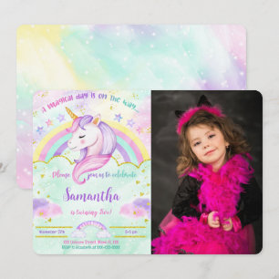 Invitation photo d'anniversaire licorne