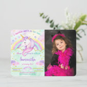 Invitation photo d'anniversaire licorne (Debout devant)