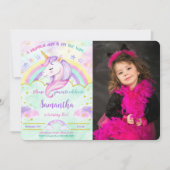 Invitation photo d'anniversaire licorne (Devant)