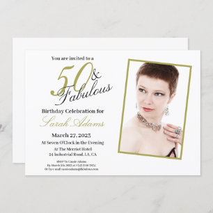 Invitation Photo d'anniversaire moderne 50 & fabuleux Gold