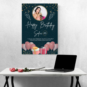 Invitation photo d'anniversaire moderne et heureuse élégante