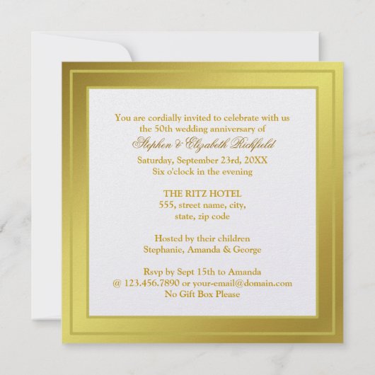 Invitation Photo d'anniversaire passé et présent Or (Brillant (Dos)