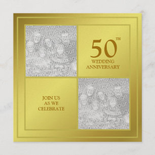 Invitation Photo d'anniversaire Past & Present Golden (Brilla