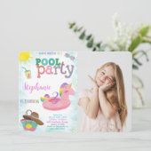 Invitation photo d'anniversaire Piscine Cool (Debout devant)