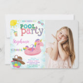 Invitation photo d'anniversaire Piscine Cool (Devant)