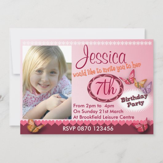 Invitation photo d'anniversaire pour filles - n'im (Devant)