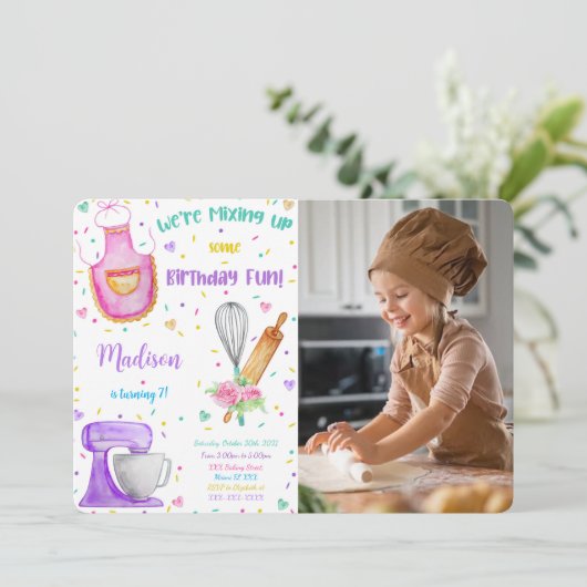 Invitation photo d'anniversaire pour gâteau (Debout devant)