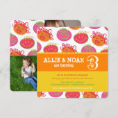 Invitation photo d'anniversaire pour jumeaux avec (Devant / Derrière)