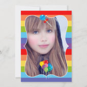 Invitation photo d'anniversaire Rainbow Candy (Dos)