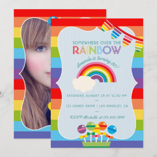 Invitation photo d'anniversaire Rainbow Candy