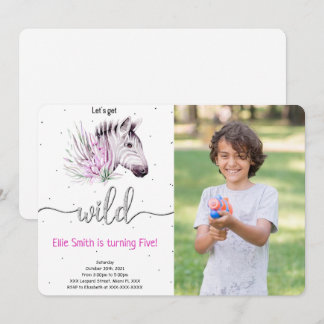 Invitation photo d'anniversaire Safari Animal