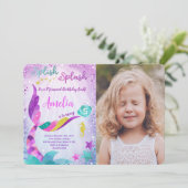 Invitation photo d'anniversaire sirène (Debout devant)