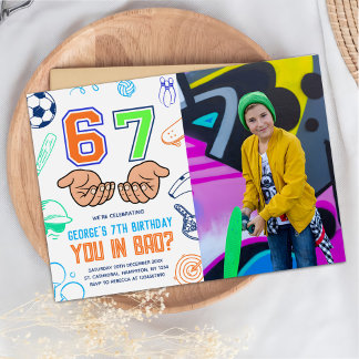 Invitation Photo d'anniversaire Six Sept Meme tendance Sports