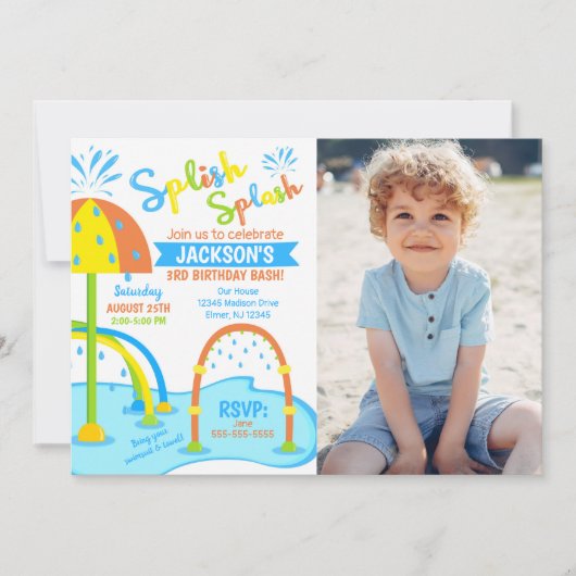 Invitation photo d'anniversaire Splash Pad / Parc  (Devant)