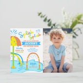 Invitation photo d'anniversaire Splash Pad / Parc  (Debout devant)