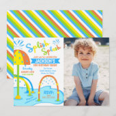 Invitation photo d'anniversaire Splash Pad / Parc  (Devant / Derrière)