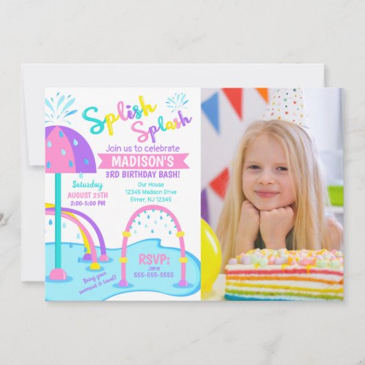 Invitation photo d'anniversaire Splash Pad / Parc (Devant)