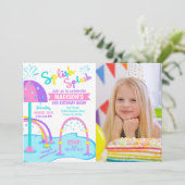 Invitation photo d'anniversaire Splash Pad / Parc (Debout devant)