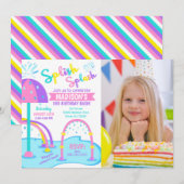 Invitation photo d'anniversaire Splash Pad / Parc (Devant / Derrière)