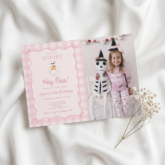 Invitation photo d'anniversaire Spooky Hey Boo