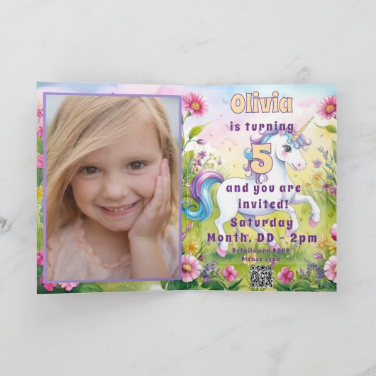 Invitation Photo d'anniversaire sur mesure de Magic Pastel (Intérieur)