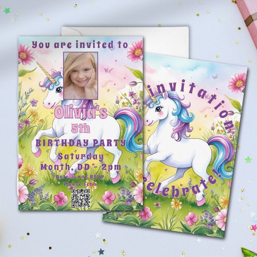 Invitation Photo d'anniversaire sur mesure de Magic Pastel
