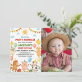 Invitation photo d'anniversaire Thème Animaux de l (Debout devant)
