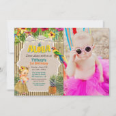 Invitation photo d'anniversaire tropical Aloha Lua (Devant)