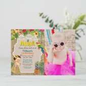 Invitation photo d'anniversaire tropical Aloha Lua (Debout devant)