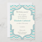 Invitation Photo d'anniversaire turquoise et grise (Dos)