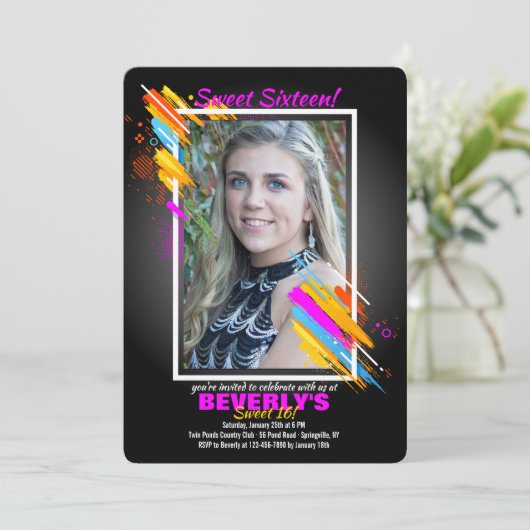 Invitation photo dans un cadre d'art moderne (Debout devant)