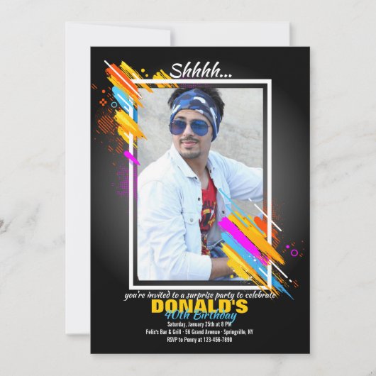 Invitation photo dans un cadre d'art moderne (Devant)