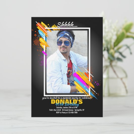 Invitation photo dans un cadre d'art moderne (Debout devant)