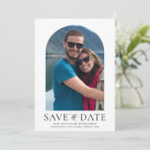 Invitation Photo d'arc moderne et code QR Mariage vertical (Debout devant)